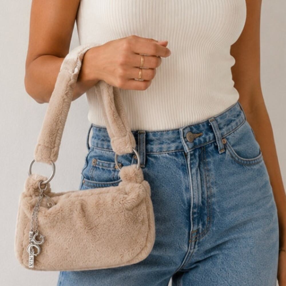 Gilda Paris Faux Fur Mini Bag Full Zip Closure Shoulder Bag NWT Boho Date Night